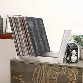 M MUSIC PUBLIC KINGDOM MPK Vinyl Record Stand Holder DIY Wood Vinyl Record Storage Hold up to 70 LP Records Desktop Mount Easy Assembly Album Records Display Organizer Record Player Accessories Gift