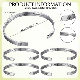 Hinly Family Reunion Favors Family Tree Bracelet Metal Engraved Bangle Cuff Bracelets for Women Family Gifts, 5 Styles (5)