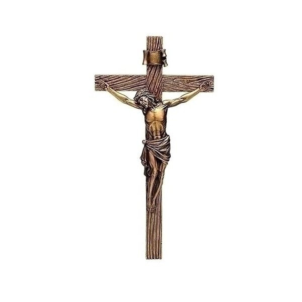 Joseph's Studio by Roman, Cross and Crucifix Collection, 13.25" H Antique Gold Crucifix, Home Décor, Devout Gift, Prayerful Inspiration (7x7x13)