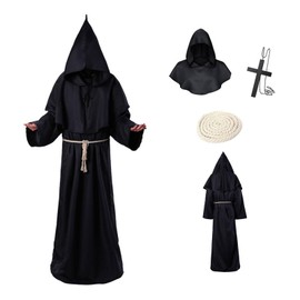 Meeyoga Disfraz Monje Túnicas Disfraz Mago Sacerdote, disfraz cosplay，capa de vampiro con capucha para Halloween, Navidad, fiesta temática de Navidad