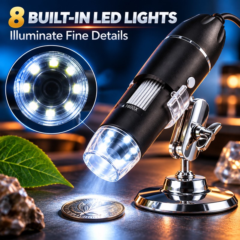 USB Digital Microscope for Close-Up Inspection – 50X–1600X Magnification with