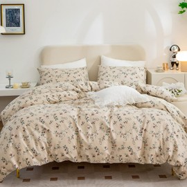 King Size Floral Duvet Cover, 100% Brushed Microfiber 3 Pieces King Floral Bedding Sets, Vintage Floral Garden Style Floral Pattern King Duvet Cover Set Floral with Zipper Closure (Floral, King)