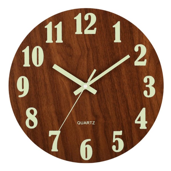 ideamall Luminous Wall Clock, Wall Clock, Silent, Natural, Stylish, Wooden,