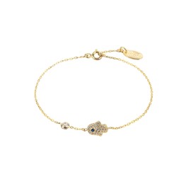 LATELITA Hamsa Hand Charm Bracelet Sterling Silver Simulated Cubic Zirconia Gold
