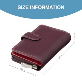 VISCONTI - Soft Leather Purse/Wallet for Women - Plum Multi - Card Holder, Gifts for Women, Card Wallet, Badge Holder - 2 ID Photograph Windows and 6 Slip Pockets - 16 Slots