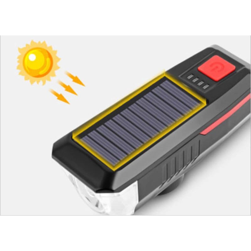 Solar Bike Waterproof Light, Horn Included, Easy Installation, LED Charging