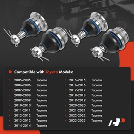 A-Premium Set of 4, Front Upper and Lower Ball Joints Kit, Compatible with Toyota Tacoma 2005-2023