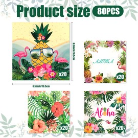 Xugoox Hawaiian Luau Napkins, 80Pcs Summer Aloha Napkins Tropical Party Napkins for Hawaiian Birthday Party Supplies Luau Birthday Party Decoration