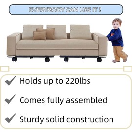 HBFBDRCT Furniture Spliceable Movers Dolly 2 Packs, Securely Holds 220 Lbs, Moving Dolly Cart for Heavy Furniture, Piano, Fridges, Boxes, 5 Wheels Dolly Rolls, No Assembly Required (Black Dolly)