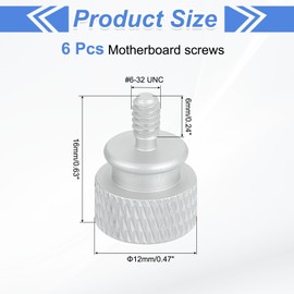 sourcing map 6Pcs #6-32 UNC Aluminum Thumb Screws, 12x16mm(ODxH) Computer Case Thumb Screws for PC Side Panel Motherboard Mounting Screw, White