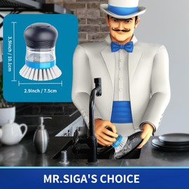 MR.SIGA Cepillo de Palma dispensador de jabón, Cepillo de Cocina para la Limpieza de fregaderos, Pack de 1, Azul Marino