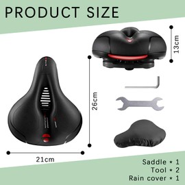 Bicycle Saddle Men Women Soft Shock Absorbing Breathable Bicycle Saddle Ergonomic Bicycle Saddle with Waterproof Cover Installation Tools - Red
