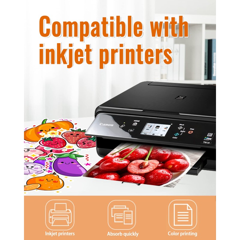 QYH Premium Printable Vinyl for Inkjet Printer-20 Glossy Sticker Paper