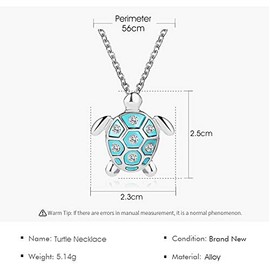 DUTACK Crystal Turtle Necklaces Blue Colour Turtle Ocean Pendant Necklace Jewellery for Women Girls Birthday Gifts, Zinc