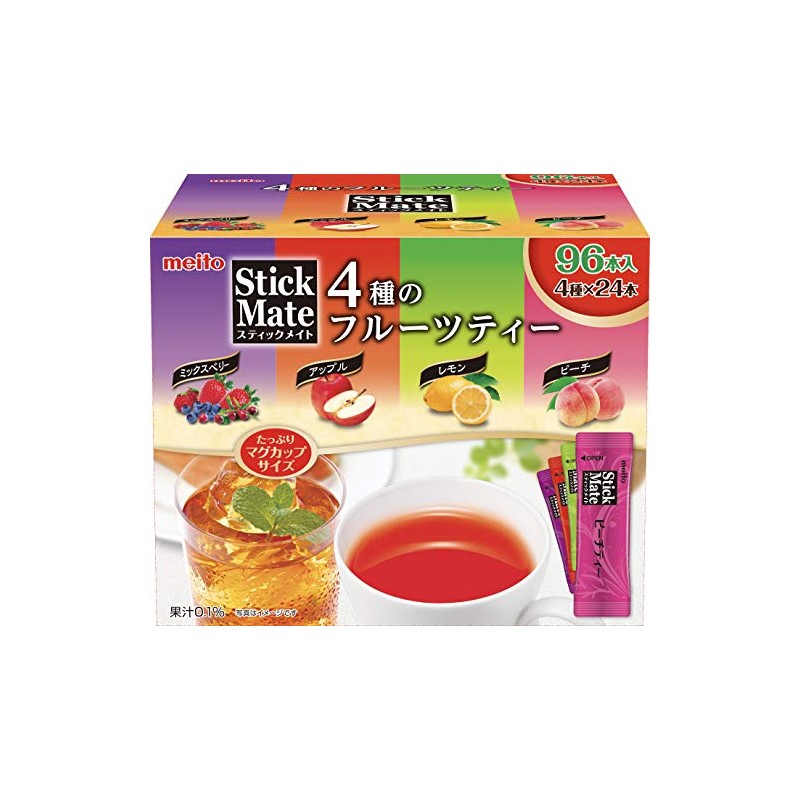 Meito Sangyo Stick Mate Fruit Tea Assortment, 96P Instant (Stick)