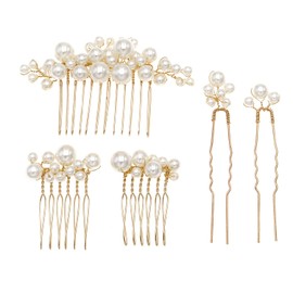 16 Pack Pearl Hair Pins for Wedding,4 Sizes Single Pearl Bobby Pins,Bridal Pearl Rhinestone U Shape Wedding Hair Accessories for Bride Women and Girls