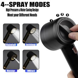 High Pressure Shower Head with Handheld,Shower Head with Filter with Pause Switch Water Saving Filter Showerhead, Filtered Shower with Hose, Bracket and Cotton Filter, Make Bathing Healthier (black)