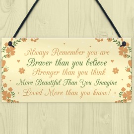 RED OCEAN Stronger Inspirational Hanging Plaque Friendship Gifts Friendship Quote Love Sign