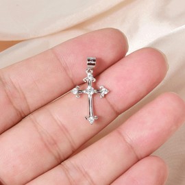 SILBERTALE Charms 925 Sterling Silver Cross Pendant Fit Chains Bracelet Pendant Jewellery Gift for Communion Confirmation Christening, Sterling Silver