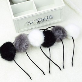 BUYITNOW Fluffy Rabbit Fur Ball Hairband Cosplay Panda Ears Headband