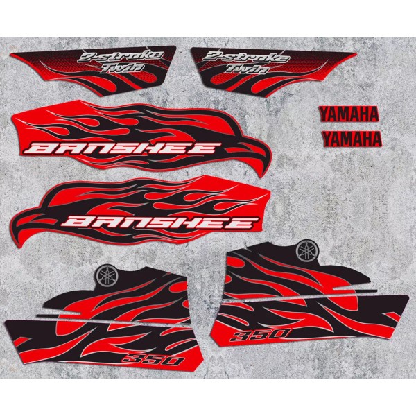 Orafol 2010 Yamaha Banshee 8pc Red/Black Decals Stickers Labels Graphics