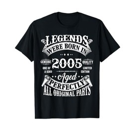 18th Birthday Vintage Tee Legends Born In 2005 18 Years Old T-Shirt