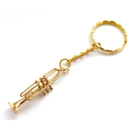 SUNRISE SOUND HOUSE Sunrise Soundhouse Miniature Musical Instrument, Metal Trumpet, 1.8 inches (4.5 cm), With Ring