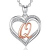 INFUSEU Initial Q Pendant, Rose Gold Letter Double Heart Necklace
