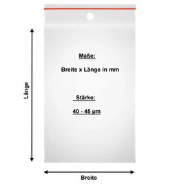 Resealable Clear Ziplock Bags with Holes | Plastic Bags | Sealing Bags | Food Bags | 27 Sizes to Choose From (100 Pieces, 100 x 120 mm)