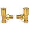 Brushed Brass Radiator Valves Angled Straight Corner 15mm Traditional Towel