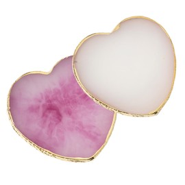 2 Pcs Resin Nail Art Palette, Nail Painting Mixing Tray with Gold Edge, Nail Art Display Board, Nail Polish Holder for Nail Design, Manicure Tools for Nail Artists (E-Heart-Shaped White and Purple)