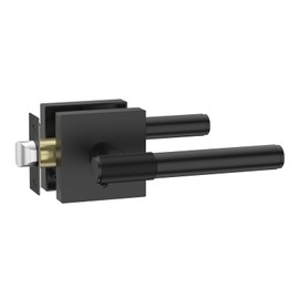 Amerdeco 1 Pack Matte Black Door Handles Interior, Knurled Privacy Door Handles,Heavy Duty Black Door Lever for Bedroom or Bathroom,Reversible Keyless for Left Right Handed Doors AM0029