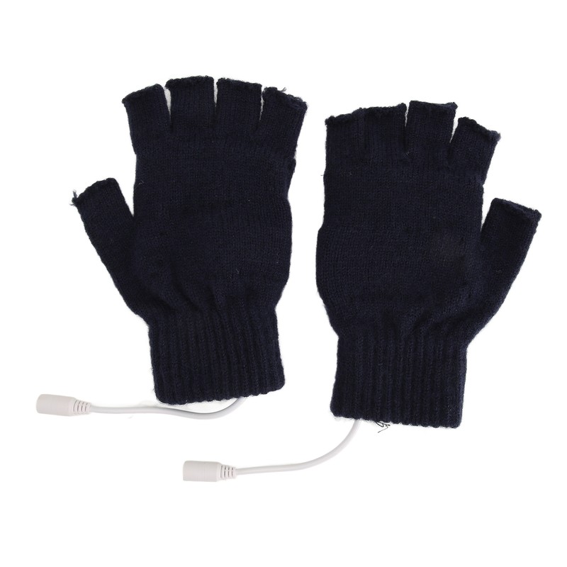 USB Warmer Heated Gloves Flip Half Fingerless Electronic Knitted Hand