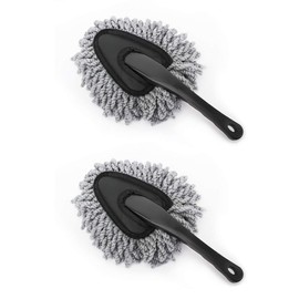 MoKo Car Duster, 2 Pack Super Soft Microfibre Car Dash Duster Detail Brush Set, Interior Exterior Cleaning Dusting and Washing Tool for Car, Motorcycle, Automotive Dashboard, Air Vents - Blue