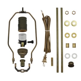 Creative Hobbies Antique Brass Make-A-Lamp Kit With All Parts & Instructions for DIY Lamp Repair