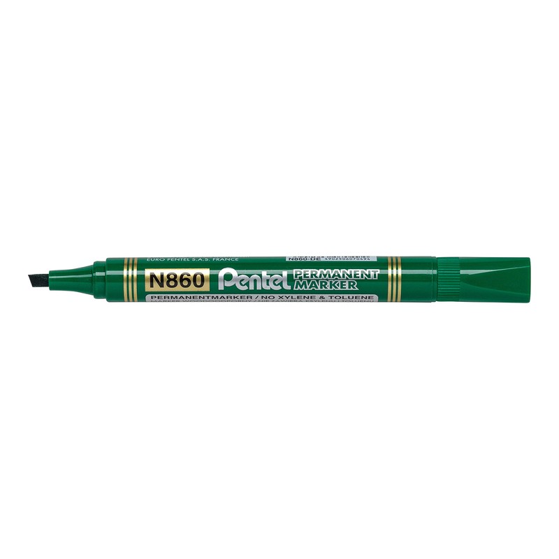 Pentel N860/4 Pack of 4 Permanent Markers Chisel Tip Black/Red/Blue/Green