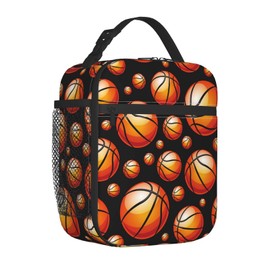 Basketball Ball Lunch Bag For Boys Girls Kids Reusable Cool Lunch Box Insulated Meal Bags Portable Lunch Tote For School Men Work Travel Picnic