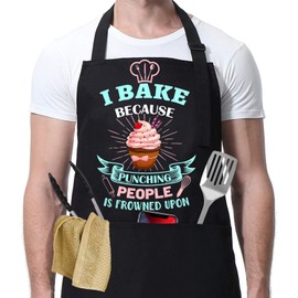 zukmvuh Baking Apron for Women I Baking Because People Is Frowned Aprons Gifts for Men Woman Family Friends