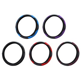 HEITIGN Cubierta del Volante del Coche 38CM Cubierta Elástica Antideslizante del Volante para Todas Las Cubiertas del Volante del Automóvil, Varios Colores (Negro)