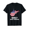 Distressed Patriotic USA Flag Skelt, West Virginia T-Shirt