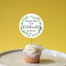 2 Inches Round Thank You for Celebrating with Us Stickers, Thank You Stickers for Wedding Favors, Bridal Showers, Birthdays, Parties and Baby Showers,Pack of 50.