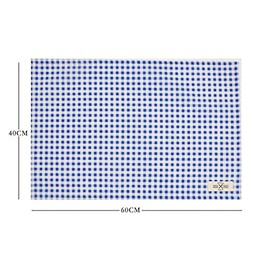 wellhouse Cotton Linen Placemat, Large, 23.6 x 15.7 inches (60 x 40 cm), Checkered Pattern, Cloth, Table Mat, Set of 4 (Blue Plaid)