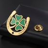 TEAMER Horseshoe Four Leaf Clover Brooch Pins Irish Good Luck