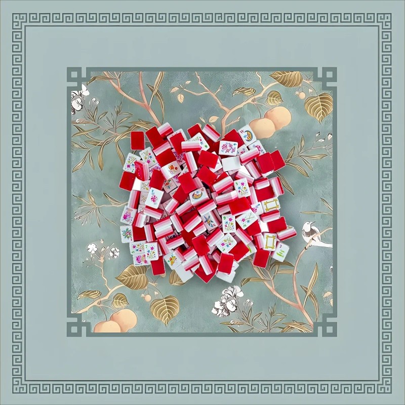 30mm 1-3/16" 4-Layer Engraved American Mahjong Set 160-Tile Chinese Red