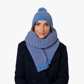 LIERYS Many Stripes Knitted Scarf Women's Scarf Men's Scarf Winter Scarf Women/Men – Made in Germany Autumn Winter, blue