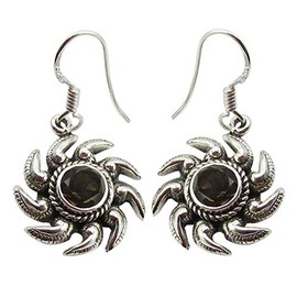 SilverStarJewel 925 Solid Silver Brown 6 x 6 mm Smoky Quartz Drop Earrings 1.3" 5.0 Grams