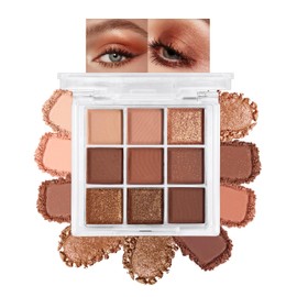 Erinde Paleta De Sombras De Ojos De 9 Colores, Con Sombras Mate y Perladas, De Alta Pigmentación, Duraderas y Resistentes al Agua, Ideales Para un... 