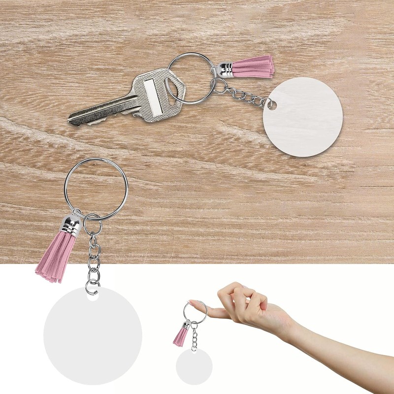 30 Set Acrylic Keychain Blanks Kit, Circles Key Chain Making