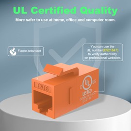 VCE RJ45 Cat6 Keystone Jacks Slim Profile UL-Listed 25-Pack, 90-Degree Ethernet Punch Down Keystone Jack Adapter in Orange