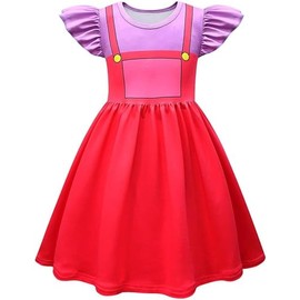 YONNEHE Kids Circus Cosplay Costume for Girls Graphic Cosplay Outfits Casual Clown Dress for 3-12 Years (red, 7-8 Years)